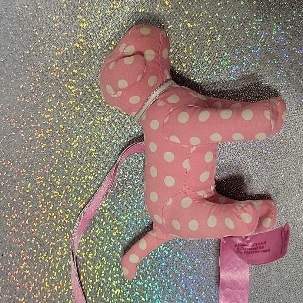 RARE HTF Pink Polka Dot Mini Dog Christmas Ornament Display Prop - Picture 2 of 8